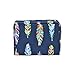 N. Gil Large Travel Cosmetic Pouch Bag (Feather Navy Blue)
