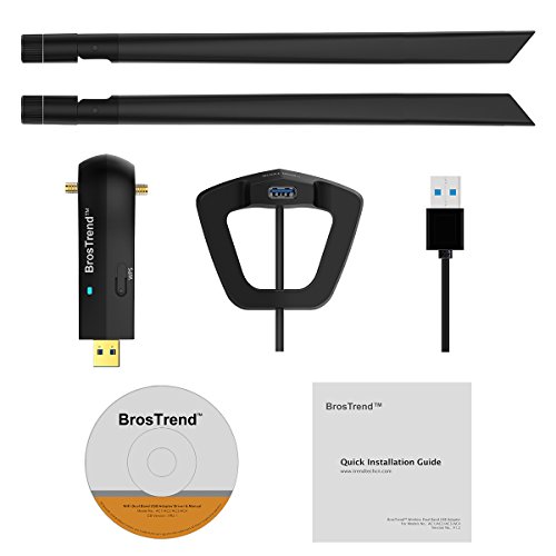 BrosTrend-1200Mbps-Long-Range-USB-WiFi-Adapter-Dual-Band-5GHz-Wireless-Network-Speed-867Mbps-24GHz-300Mbps-2-X-5dBi-WiFi-Antennas-USB-30-Supports-Windows-1087XP-Linux-Mint-Ubuntu-Raspbian