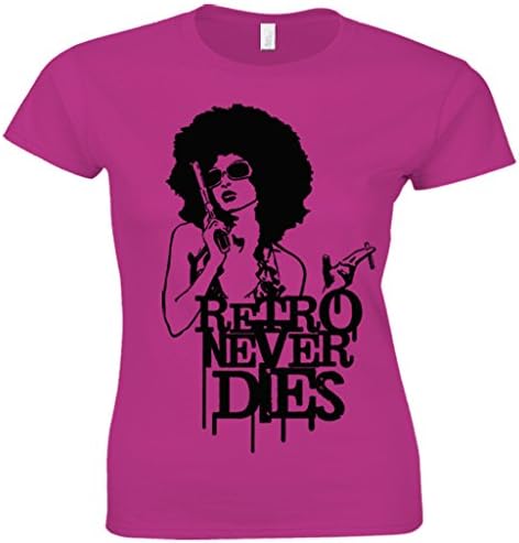 Womens Retro Never Dies 1970S Inspired Crew Neck Fitted T Shirt