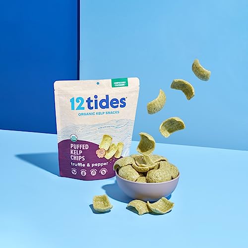 12 Tides Organic Puffed Kelp Chips Plant Based, nonGMO, Gluten Free