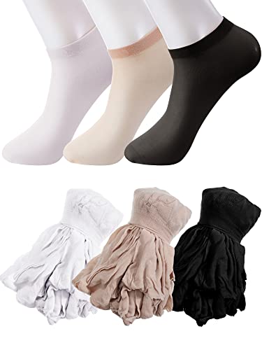 Sintege 600 Pieces Disposable Foot Socks for Trying on Boots Shoes, Ankle High Nylon Footies for Women, Disposable Non Slip Socks for Guest, Black, White, Beige, Multicolor, One size