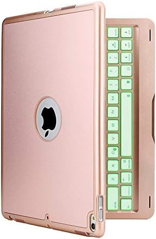 iEGrow iPad Pro 10.5 Keyboard Case, F105 7 Colors LED Backlit Keyboard with Protective Case Cover for 2017 iPad Pro 10.5 Model A1701/A1709 (Rose Gold)