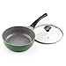 Cook N Home 3-Quart 9.5-Inch/24cm Nonstick Ceramic Coating Deep Saute Stir Fry Pan Wok with Lid, Green