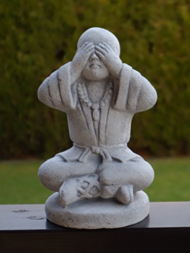 gartendekoparadies.de DREI Buddhas im Set, Steinfigur, H. 25 cm, 11 kg, Grau, frostsicher aus Steinguss für Außenbereich – Bild 5
