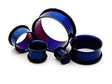 Blue Steel Single Flare Tunnels - 2g - 6mm - Sold As a Pair