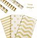 UNIQOOO 60 Sheets 20X26 Premium Metallic Gold Tissue Gift Wrap Paper Bulk - Stripe, Polka Dot, Wave Gold - Recyclable Gift Wrapping Accessory, Perfect for Party Decor, Gift Bags, DIY Crafts