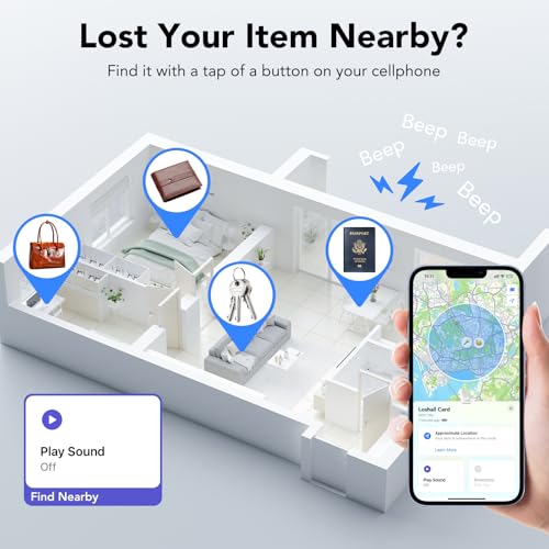 Air Tag Card Wallet Tracker, 1 Piece, Rechargeable Find Objects Wallet, Smart Tag Compatible with Apple Where Is (iOS Only), Bluetooth Locator for Wallet/Suitcase/Bags, IP68 Waterproof