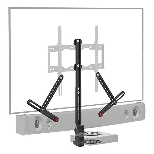 Barkan Supporto universale per soundbar e ripiano A/V, staffa regolabile per montaggio sopra o sotto la TV, dimensioni 13-80 pollici, si adatta alla maggior parte delle soundbar fino a 6,5 kg,