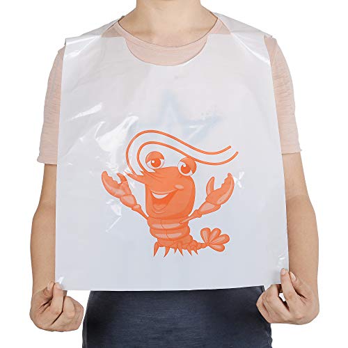 30 Pack 23 Inch Lobster Bibs Disposable Plastic Funny Crawfish Bibs