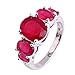 Psiroy 925 Sterling Silver Created Ruby Spinel Filled 5 Stone Engagement Ring Band