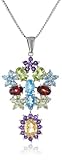 Sterling Silver Multi-Gemstone Pendant Necklace, 18