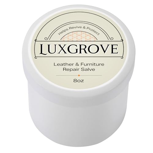 LUXGROVE® Leather & Furniture Repair Salve- Polisher, Leather Cleaner and Conditioner for Furniture - UV Protectants Help Prevent Cracking or Fading, for Car Seat, Couch, Shoe, Purse, Boot - 8oz