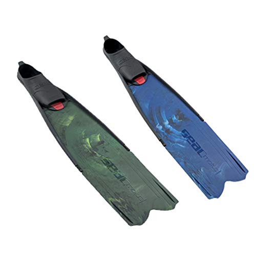 Seac Motus Camo Long Free Diving Soft and Powerful Fins for Spearfishing Green Camouflage