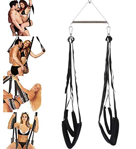 SONGYOUNG Swing Bind Holds up to 600 lbs, Anosing Luxury Heavy Duty Indoor Swing with Steel Triangle Frame and Spring Fetish Sex Furniture Restraints for Couples (Black)