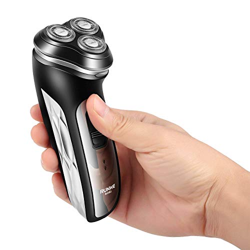 RUNWE Rs980 Electric Rotary Shaver Rechargeable Cordless Razor with Beard Trimmer for Men Wet and Dry Shaving