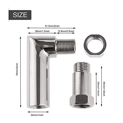 90 Degree Angled O2 Sensor Exhaust Extension Spacer Adapter + 2 Straight O2 Sensor Spacers M18 X 1.5