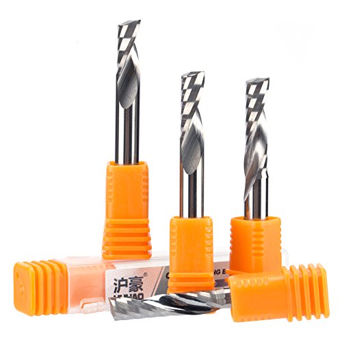 HUHAO 1PC 6mm One Flute Spiral Engraving Bits CNC End Mill Tungsten Carbide Router Tool PCB Milling Cutter Router Bits for Wood (2404)