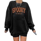 BANGELY Oversized Halloween Sweatshirt Women Spooky Season Pullover Top | Vintage Spooky Vibes Letter Print Long Sleeve Shirt Boo to you Sweatshirt Halloween Graphic Crewneck Tops Casual Sweater