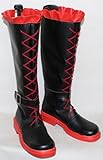 Ruby Rose Shoes RWBY Cosplay Ruby Red Leather Boots For Adults C