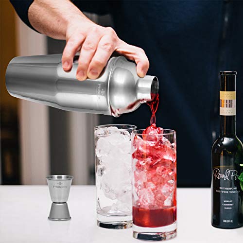 Philorn Cocktailshaker Set 304 Edelstahl Bar Cocktailset 5-teilig Professioneller 750ml Cocktail Shaker Mixer… – Bild 5