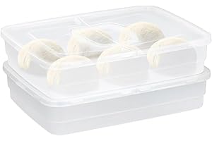 JOYIBAY 2 PCS Dough Containers for Pizza, Pizza Dough Proofing Box Organizers Trays, Transparent Durable Pizza Storage Containers, 14.2 x 10.4 x 3.0 Inches Large Capacity Pizza Dough Cases with Handles