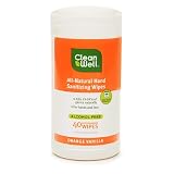 CLEANWELL HAND SANTZ WIPES,ORNG/VAN, 40 CT, 6 pack