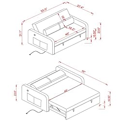 ERYE 3 in 1 Upholstered Sofa Loveseat Convertible