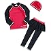 Vivobiniya Big Girl Two Piece Swimsuits Long Sleeve Rash Guard T-Shirt Swimming Trunks Cap upf50+