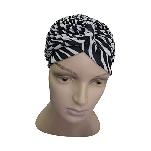 Zebra Turban Twist Pleated Hair Wrap Stretch Turban Womens Head Cover