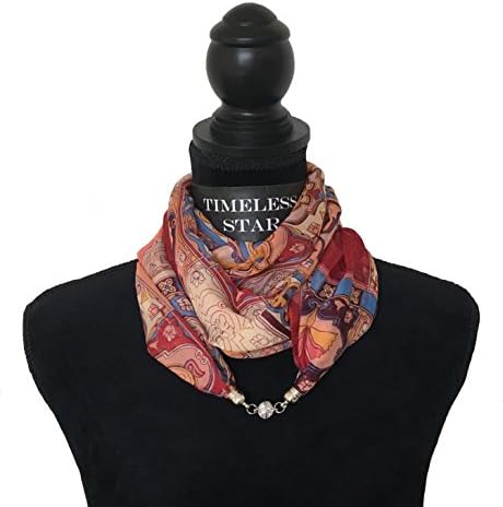 Timeless Star Chiffon Necklace Scarf for Women with Chic Jewelry Pendant Magnetic Clasp