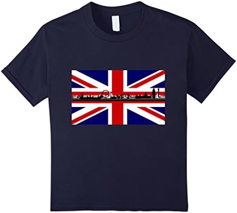 Kids London Skyline British Union Jack Flag T Shirt 10 Navy