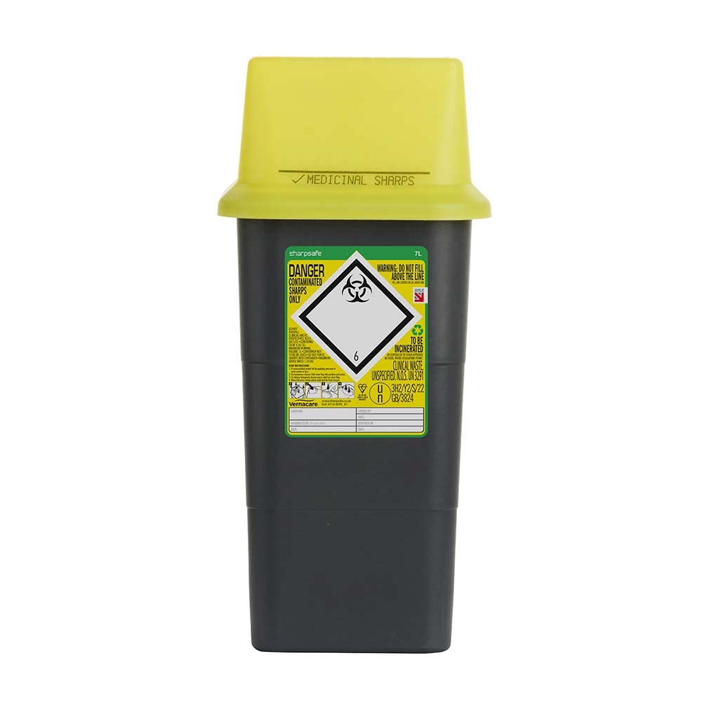 SHARPSAFE 7 LITRE CONTAMINATED SHARPS BIN FOR CLINICAL WASTE