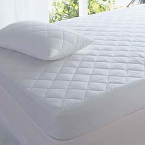 White Superking Size Bed Luxury Quilted Mattress Protector Cover, Fitted, Extra Deep 30cm Poly cotton