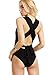 Verdusa Women's Sleeveless Sexy Deep V Neck Cross Back, Black, Size Small