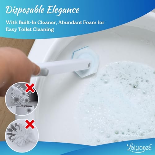 TOILET BOWL CLEANERS: 48-PACK TOILET BRUSH REFILLS, WAND & CADDY – UPGRADED TOILET CLEANING SYSTEM, DISPOSABLE TOILTE BRUSH WAND HEADS – (PACKAGE MAY VARY)