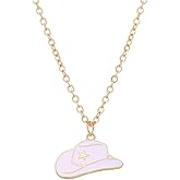 Dreuyet Cowboy Boot Necklace for Women 14K Gold Western Cowgirl Country Necklace Disco Cowgirl Western Necklaces Cowboy Hat Pendant Necklace Western Style Jewelry