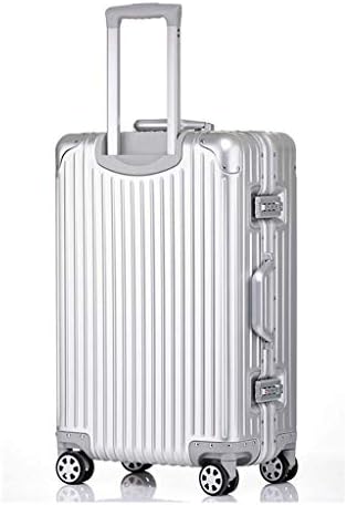 CLOUD Luggage Sets Travel Suitcase, Male and Female Lightweight Aluminum Alloy Air Carrier Trolley Case Lock 4 Wheels (Color : Silver, Size : 20 inches)