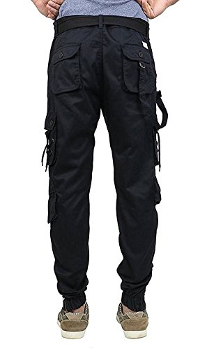 warlock men's cotton relaxed fit zipper dori cargo jogger pants