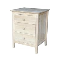 International Concepts BD-8013 Nightstand with 3 Drawers, Standard