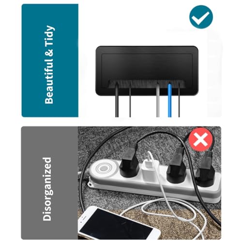 ZESHAN Table Power Socket Connectivity Box with UK Plug, USB C, HDMI, RJ45 Cat6, Fully Enclosed Bottom Box,1.8M Extension Cord, Black