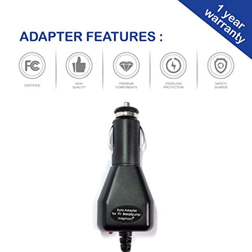 image for Maymom 9 Volt Car Charger for Medela Pump in Style Advanced Breast Pum