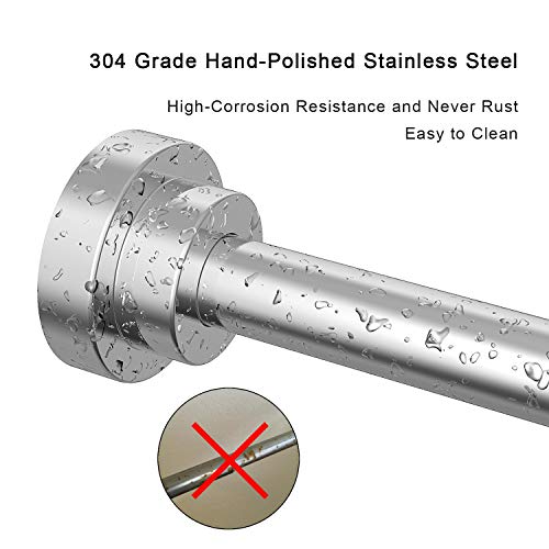 ALLRIER Tension Shower Curtain Rod - Never Rust Non-Slip Adjustable Closet Rod, Chrome, Tension Rod for Bathroom Kitchen Wardrobe Doorway Windows, No Drilling Stainless Steel Spring Tension Rod 25-43"