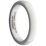 White Ceramic Ring by CERAMIC GESTALT® - 4mm Width. Domed & Polished Design (Avail. Sizes 5 to 14).