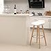 SONGMICS Set of 2 Stools, Kitchen Counter Bar Breakfast Barstool, with Beechwood Legs, Height 28.8 Inches, White and Natural Wood Colour