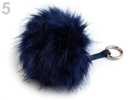 Taschenanhänger Anhänger Fellbommel für Handtasche blau 13 cm*NEU*OVP*