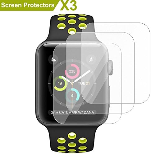 Apple Watch Screen Protector 42mm(Series 3/Series 2／Series 1),SMAPP Ultra anti-fingerprint Premium Screen Protector for Apple Watch 42 mm/Full Coverage/Explosion-proof/Anti-Bubble (3-Pack)