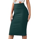 Sweet Hearts Women’s Basic Stretch Pencil Skirt- Regular & Plus Size- Below Knee Office Midi Bodycon Nylon Skirt Made in USA