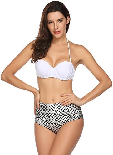 Kissemoji Women's Glitter Mermaid Bikini High Waist Swimsuit Sexy Bikini