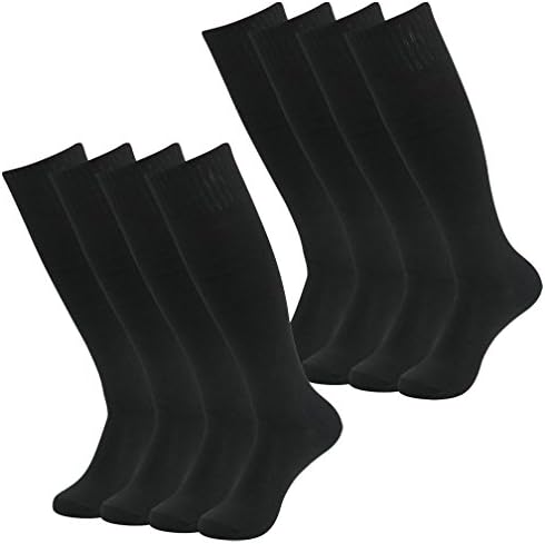 Feelingway Soccer Socks Sports Socks, Womens Mens Athletic Knee High Long Tube Socks 8 Pairs-Black