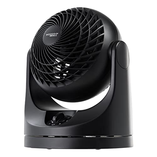 IRIS USA WOOZOO Fan, Small Oscillating Desk Fan, Table Air Circulator, 3 Speeds, 46ft Max Air Distance, 11 Inches, 112° Adjustable Tilt, 30 db Low Noise, Black